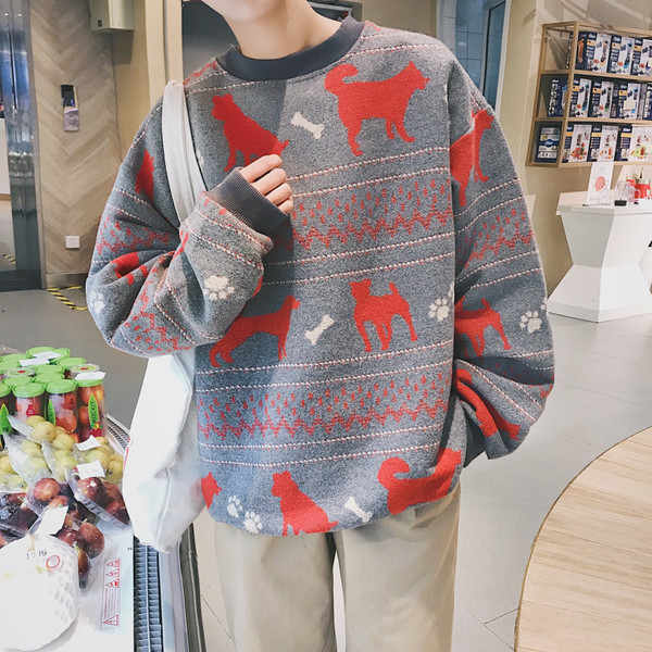 Χριστουγεννιάτικο πουλόβερ με φαρδιά σχέδια με λαιμόκοψη