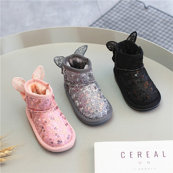 Κομψά παιδικά μπότες για κορίτσια με αυτιά και πούλιες σε τρία χρώματα