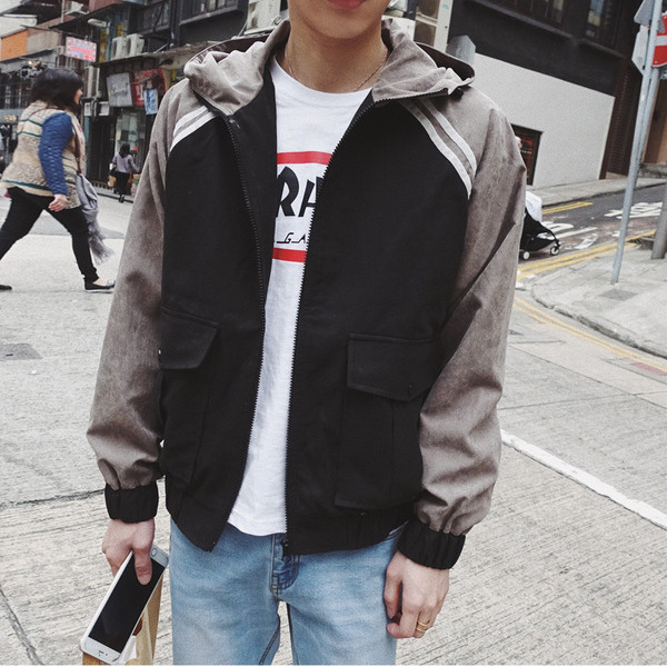 Ανδρικό σακάκι με κουκούλα σε δύο χρώματα