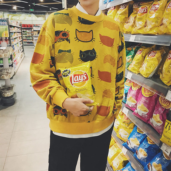 Casual μπλούζα ανδρών με εικόνες σε δύο χρώματα