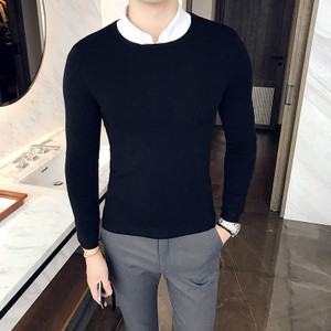 Стилен мъжки пуловер с О-образна яка в различни цветове