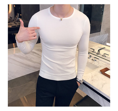 Стилен мъжки пуловер с О-образна яка в различни цветове