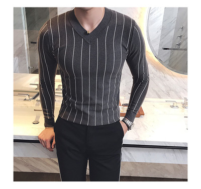 Μοντέρνο πουλόβερ για άνδρες με κολάρο σε σχήμα V σε διάφορα χρώματα