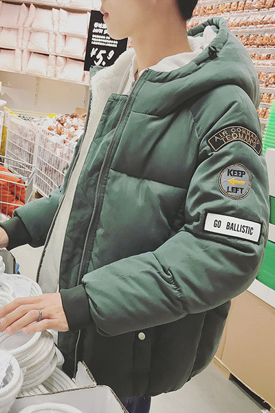 Κομψό χειμωνιάτικο σακάκι με κουκούλα 3 χρωμάτων με εκτυπώσεις