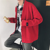 Ημερήσιο φθινόπωρο-χειμωνιάτικο γιλέκο ανδρών σε φαρδιά σχέδια με κουμπιά σε μαύρο και κόκκινο χρώμα