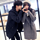 Καθημερινό μακρύ γιλέκο Unisex με κουκούλα και τσέπες σε μαύρο και γκρι χρώμα