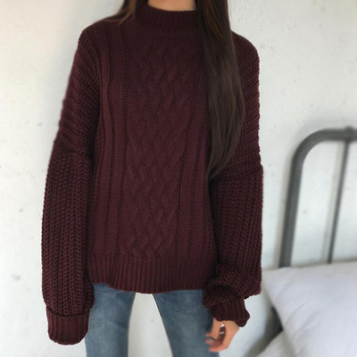 Ζεστό πουλόβερ για γυναίκες με κολάρο σε σχήμα O