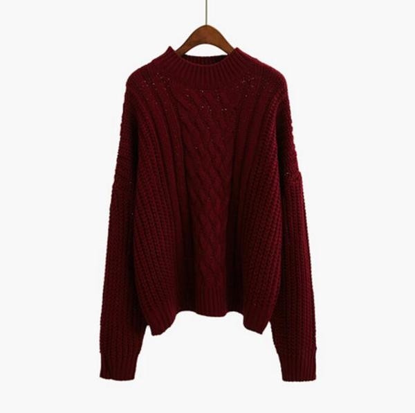 Ζεστό πουλόβερ για γυναίκες με κολάρο σε σχήμα O