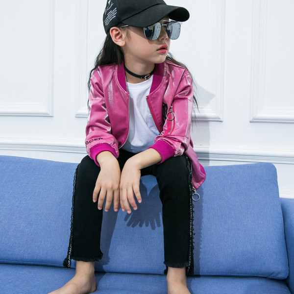 Спортно-ежедневно яке за момичета с О-образна яка и емотикона на гърба в два цвята 