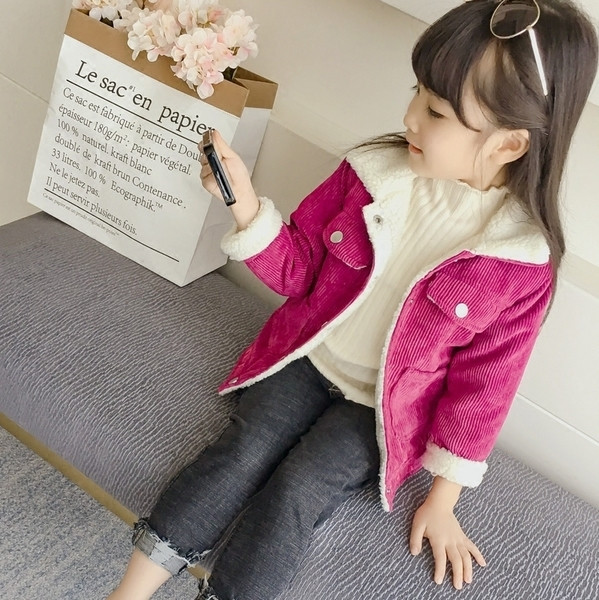 Παιδικό καπιτονέ σακάκι για τα κορίτσια με εκτύπωση και πλάτη-πλάτη σε δύο χρώματα