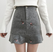 Καθημερινή φούστα κυρία με ψηλή μέση και κεντημένα άνθη