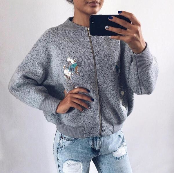 Γιλέκο γυναικών με κολάρο σε σχήμα O και κεντημένα μοτίβα - 2 χρώματα