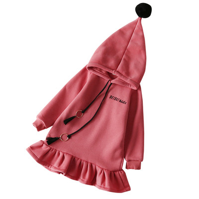 Χειμώνας Φθινόπωρο-Χειμερινό Φόρεμα για Κορίτσια με Κουκούλα και Φλάουτο και Πάθος Σύνδεσμοι