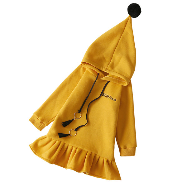 Χειμώνας Φθινόπωρο-Χειμερινό Φόρεμα για Κορίτσια με Κουκούλα και Φλάουτο και Πάθος Σύνδεσμοι