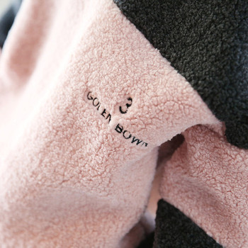 Παιδικό βελούδο πουλόβερ για κορίτσια με κολάρο σε σχήμα O σε ευρύ σχέδιο