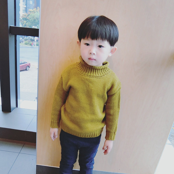 Παιδικό χειροποίητο πουλόβερ για αγόρια με υψηλό γιακά σε τέσσερα χρώματα