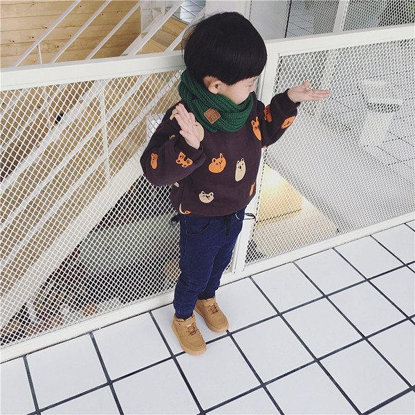 Παιδικό μαλακό και ζεστό πουλόβερ για αγόρια με γλυκές συμμαχίες σε δύο χρώματα