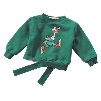 Ежедневен детски унисекс пуловер с О-бразна яка и сладка аликация в два цвята 