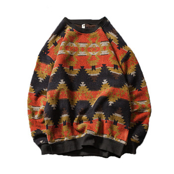 Модерен ежедневен мъжки пуловер с О-образна яка в свободен стил в три цвята 