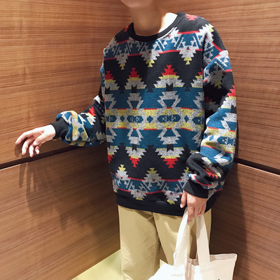 Модерен ежедневен мъжки пуловер с О-образна яка в свободен стил в три цвята