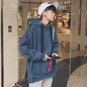 Спортно-ежедневен мъжки суичър с качулка и дебели връзки и джоб в пет цвята