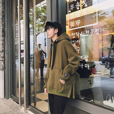 Спортно-ежедневен мъжки суичър с качулка и дебели връзки и джоб в пет цвята