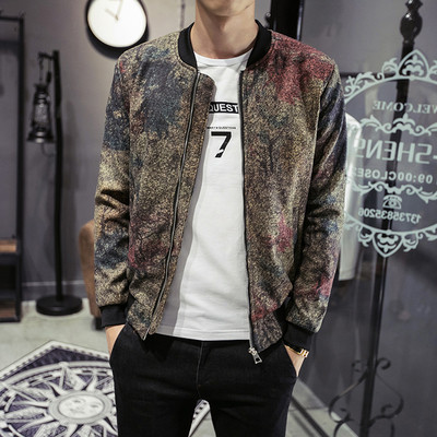 Модерно есенно-зимно  мъжко яке с О-образна яка и с цветен ефект