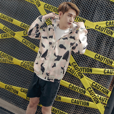 Камуфлажено спортно мъжко яке с качулка  в два цвята