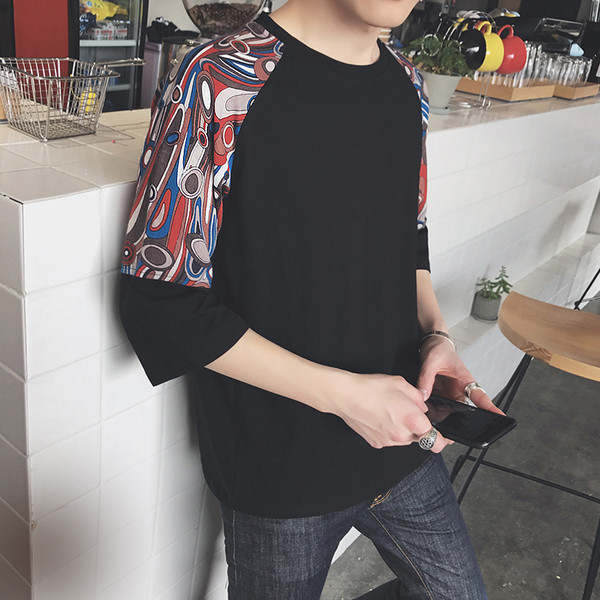 Спортно-елегантна мъжка блуза с 3/4 цветни ръкави в три цвята