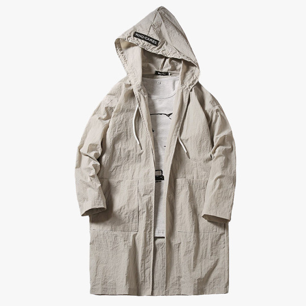 Спортно-ежедневно дълго мъжко яке от шушляк с качулка в три цвята