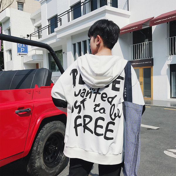 Мъжки спортен суичър с цип,качулка и надпис на гърба в широк модел в сив,черен,червен и бял цвят