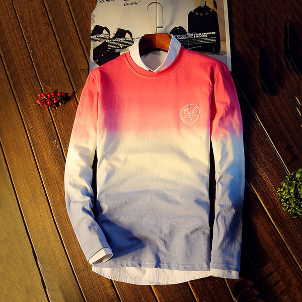 Стилна мъжка блуза с преливащи цветове в три цвята