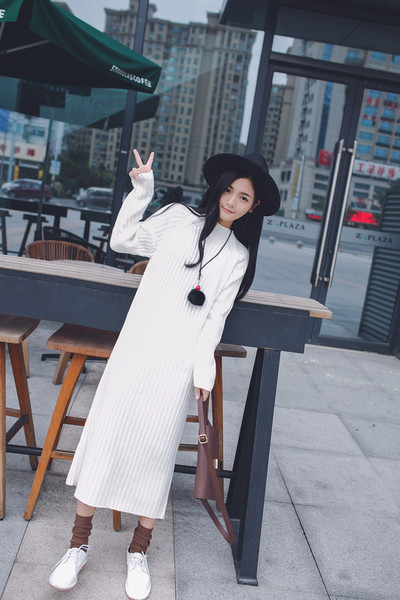 Дълга дамска зимна рокля в три цвята 