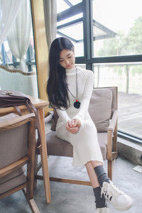 Τρέχον φθινόπωρο-Χειμερινό μακρυμάνικο φόρεμα Ripple σε τρία χρώματα