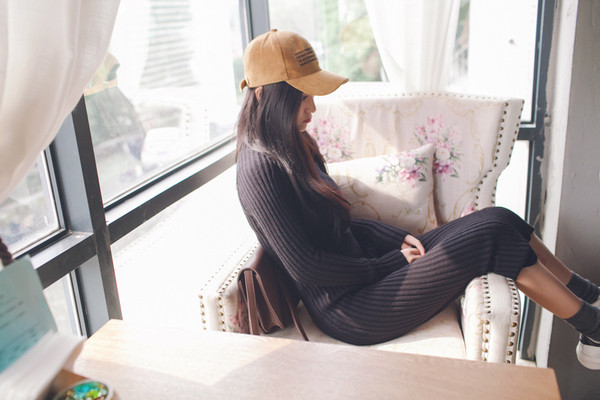 Актуална дамска есенно-зимна дълга рокля тип рипс в три цвята