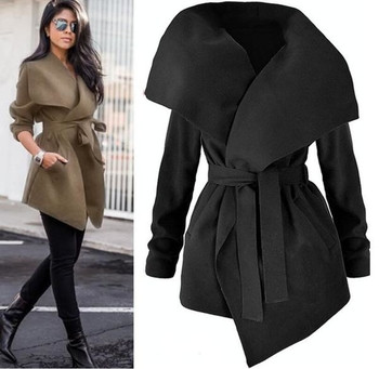 Ежедневно дамско палто с интересно закопчаване , 3 цвята