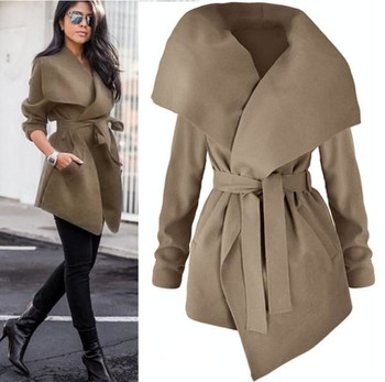 Ежедневно дамско палто с интересно закопчаване , 3 цвята