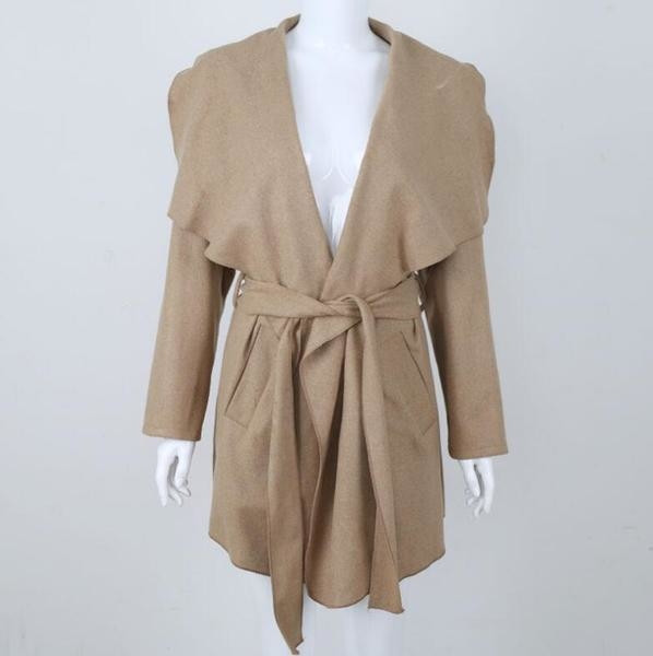 Ежедневно дамско палто с интересно закопчаване , 3 цвята