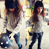 Ежедневен детски пуловер за момичета в сив цвят