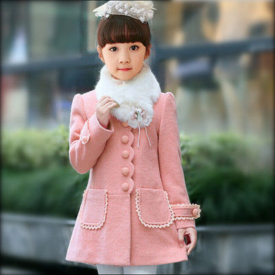 Стилно детско палто за момичета с копчета и панделка на гърба в розов и червен цвят