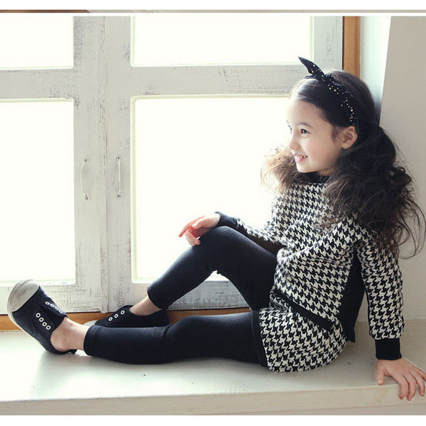 Детски есенно-зимен комплект за момичета от две части- блузон+клин