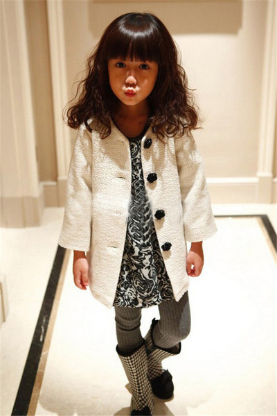 Есенно-зимно детско палто за момичета с интересни копчета в четири цвята