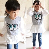 Детски дълъг блузон за момичета с пайети