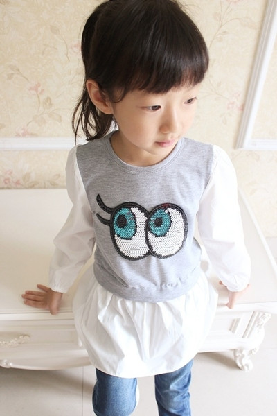 Детски дълъг блузон за момичета с пайети