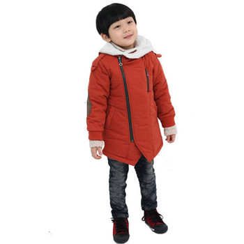 Ενισχυμένο παχιές χειμωνιάτικο σακάκι με κουκούλα για αγόρια με πλαϊνό φερμουάρ σε δύο χρώματα