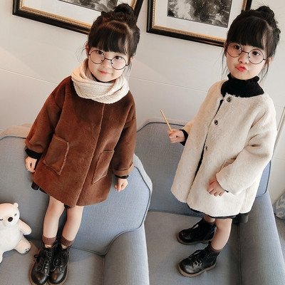 Елегантно детско палто за момичета с копчета и джобове в два цвята