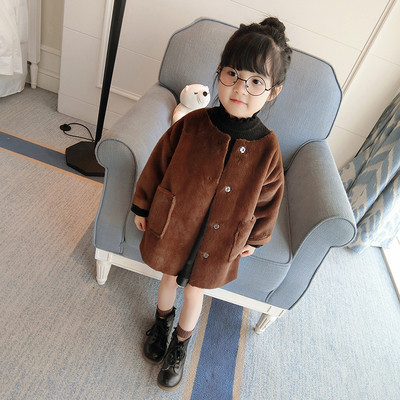 Елегантно детско палто за момичета с копчета и джобове в два цвята