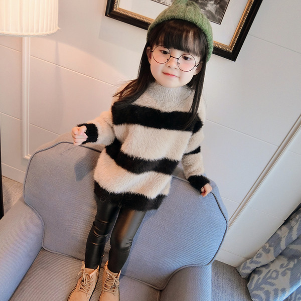 Детски плюшен пуловер за момичета в свободен стил