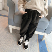 Спортен детски панталон за момичета в черен цвят