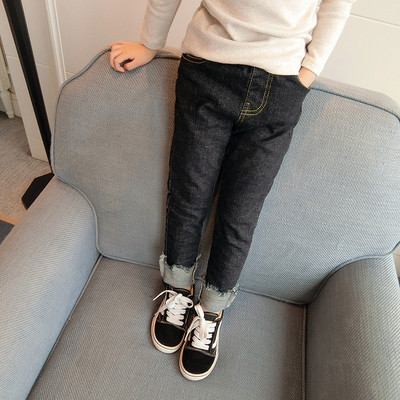 Детски дънки за момичета - slim, в тъмен цвят